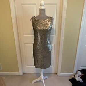 White House Black Market Gold Sequin Sleeveless Dress